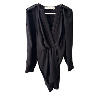 IRO Paris Black Plunging V-Neck Draped Mini Dress Size 40, Pre-Owned,  EUC